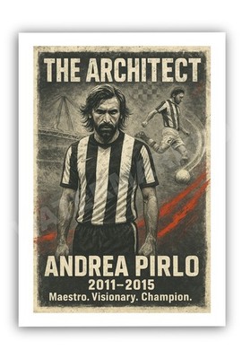 A4 Pirlo Retro Kunstdruck - Architekt Mittelfeld Juventus Fußball Poster