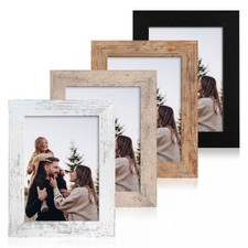 5x7 Picture Frame Set of 4 with High Definition Real Glass, Mixed Color Wood ...