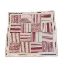 Pottery Barn Vintage Stripe Patchwork Quilted Pillow Sham Red Ivory 26 X 26