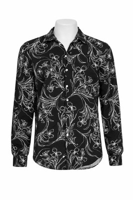 ASOS Design Black White Floral Button Up Shirt Men M Viscose