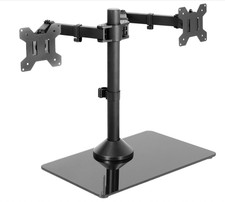 VIVO Dual Monitor Mount w/ Glass Base Stand for 2 Computer Screens up to 32"