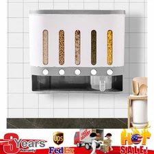 9Kg 5-Grid Dry Food Dispenser with Cup - Wall Mounted Storage Solution