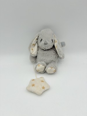 Cloud B Dreamy Hugginz Gray Bunny Rabbit Plush Gold Star Musical Crib Pull