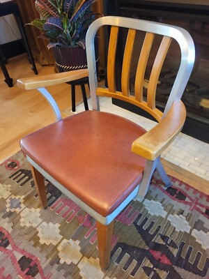 Vintage Shaw Walker Aluminum and Maple Office Armchair Original | eBay