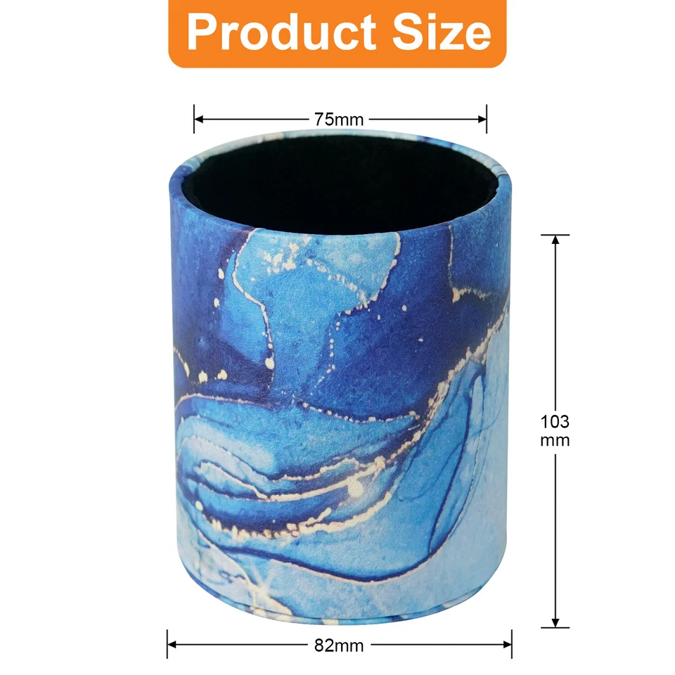 Leather+Hard PVC Desk Pen Pencil Pot Office Cosmetic Organizer Container Foto 4 de 4