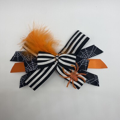 Halloween Handmade Hair Bow Spider And Web 