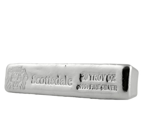 20 oz .999 Silver Bullion Long Cast Bar by Scottsdale Mint #A397 - Picture 1 of 7