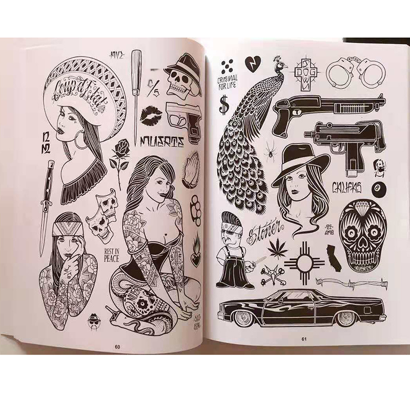Tattoo Flash Book European American Style Character Skull Art