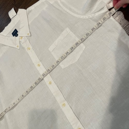 J.Crew Factory Men's Sz XXL White Short Sleeve Linen-Blend Shirt AL188 - Picture 6 of 9