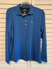 Peter Millar Golf Shirt Women XL Pine Needles NC Blue Long Sleeve Embroidery UPF