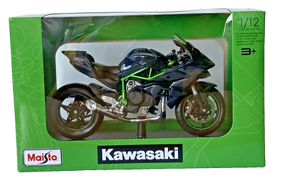 hい Maisto 1/12 Kawasaki Ninja H2 R model motorbike in black #32708 1