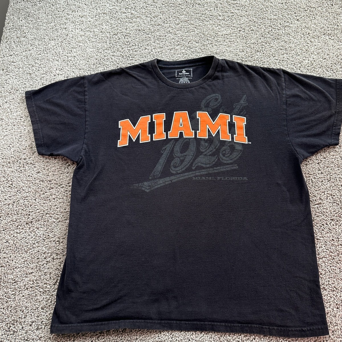 Miami Hurricanes Shirt Mens Large Black Orange Short Sleeve Casual