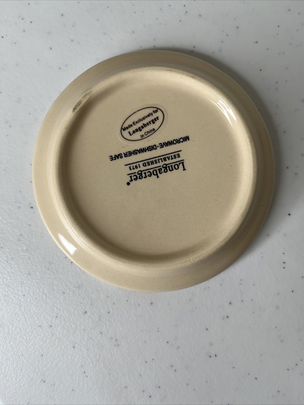 Longaberger Pottery Candle Holder Plate Christmas Holiday Candy Cane