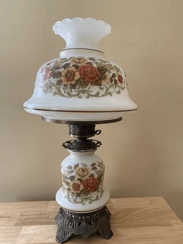 Quoizel Vintage 2 Light Table Lamp with Milk Glass Flower Shades 22