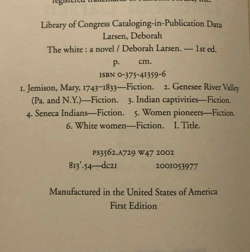 THE WHITE by Deborah Larsen (1ST EDITION) Excellent Condition - HC - Picture 4 of 4