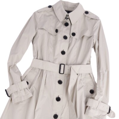 BURBERRY LONDON Trench Coat Jacket Women Size 42 Greige polyester