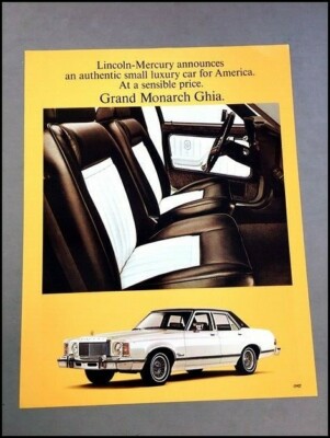 1976 1977 Mercury Grand Monarch Ghia Original 1-page Car Brochure