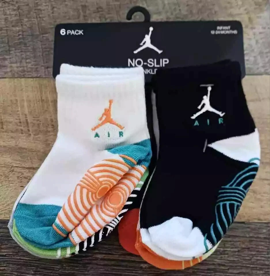 Baby Size 12-24 Months 6 Pairs No-Slip Ankle Socks Nike Air Michael Jordan New