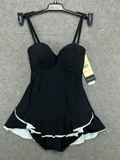 NWT Profile Gottex Belle Curve Bandeau Strapless Swimdress Womens 8 Black