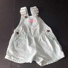 OshKosh B'Gosh Shortalls Baby SZ 24 MO Vintage Overalls Mint Pink Floral Vestbak