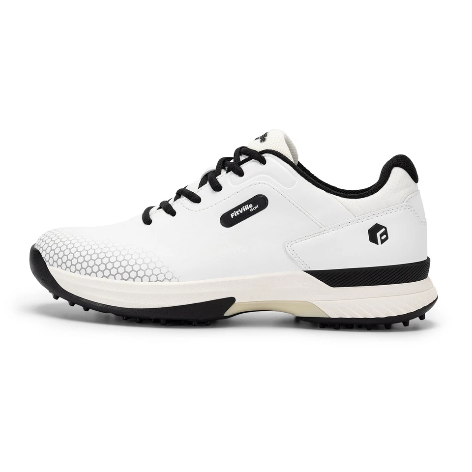 FitVille Men's Golf Shoes Waterproof Outdoor Spiked Trainers Wide Fit Sneakers - Image 3 of 4