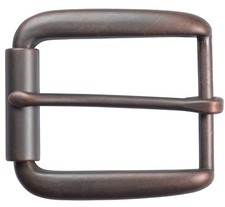 Elongated Roller Belt Buckle for 1 1/2" Belts - Antique Copper Finish