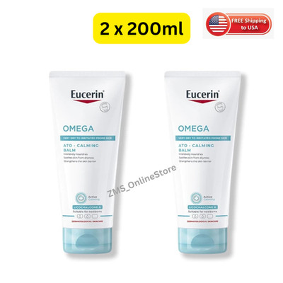 2x 200ml Eucerin Omega Balm Body Cream Soothes Itch Dry Irritated Skin