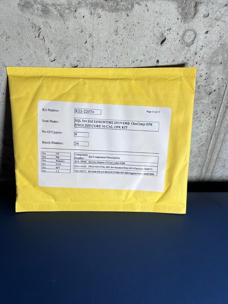 Microsoft SQL Server Standard Edition Runtime 2019 Inglés OPK Kit Nuevo Sellado