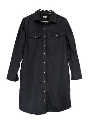 Women s Levi's Black Denim Button-Front Shirt Dress Size L/G