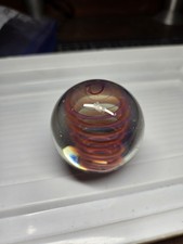 large vintage handmade marble shooter galaxy swirl hand blown glass paperweight