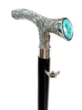 Brass Victorian Designer style Handle Wooden Walking Cane Stick Vintage Antique