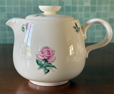 Vtg 1950s Homer Laughlin Rhythm Rose teapot Kitchen Kraft Series Household Inst.