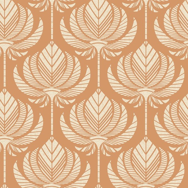 Fd26423_Seychelles Stilisierte Lotus Karnies Terrakotta Ocker Fine Decor Tapete-image