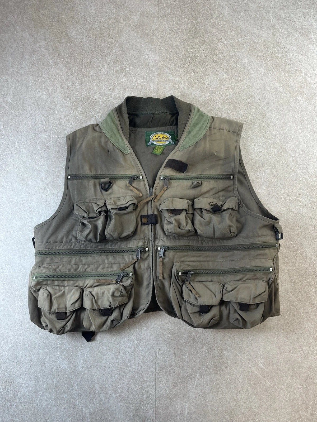 Vintage Cabela’s Utility Fishing Vest Multi-Pocket Gorpcore Green Men's Large