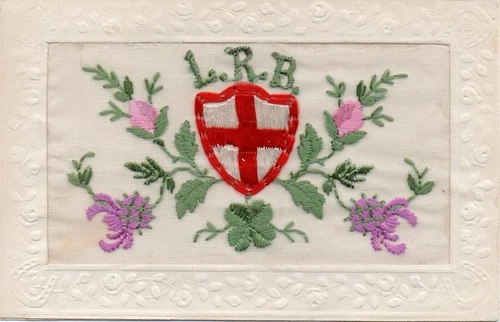 RARE: LONDON RIFLE BRIGADE: 5th LONDON: WW1 EMBROIDERED MILITARY SILK POSTCARD