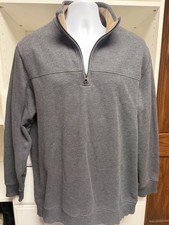 Men's Gray Quarter-Zip Pullover Sweater Fleece Large   Classic  Versatile