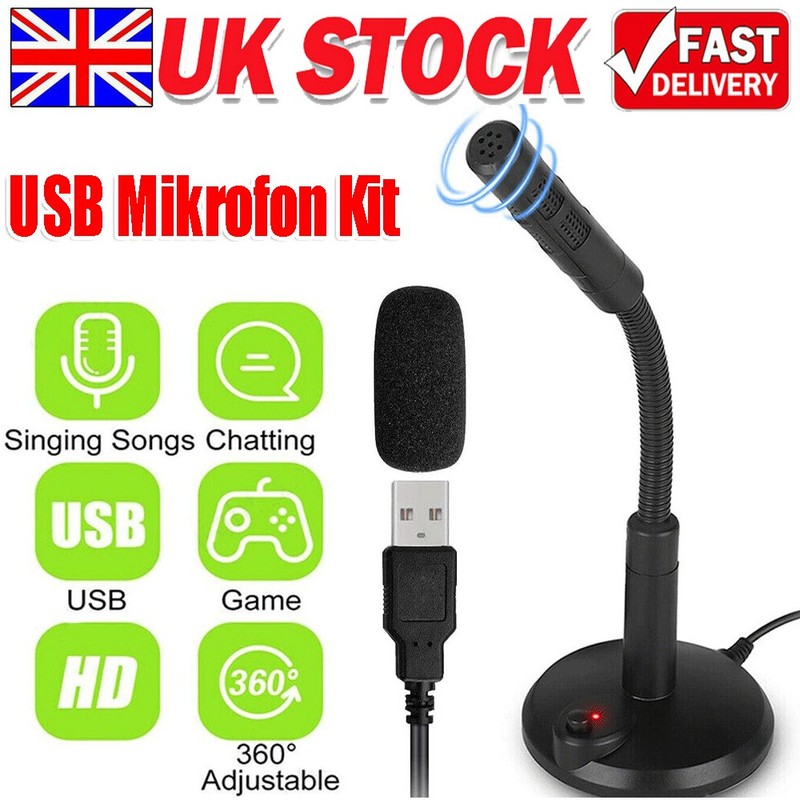 USB Microphone Mic for Laptop PC Computer MSN Skype Desktop Gaming Online UK