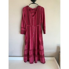 LoveShackFancy Pink Cotton Lace Maxi Dress Size 0 Boho Button Front Tiered