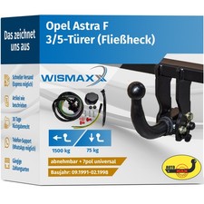 ANHÄNGERKUPPLUNG abnehmbar für Opel Astra F 3/5Tür 91-98 +7polig E-Satz ABE