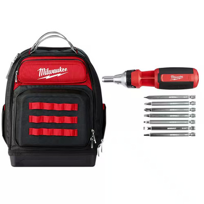 15 In. Ultimate Jobsite Backpack with 9-In-1 Square Drive Ratcheting Multi-Bit S