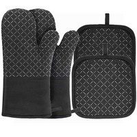 Ofenhandschuhe Kochhandschuhe Rutschfest HitzebestäNdig Silikon Topflappen Set