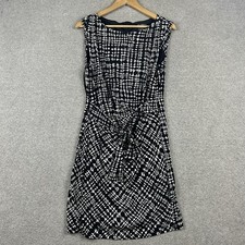 Bisou Bisou Womens Dress Size 8 Black White Geometric Print Sleeveless Workwear