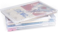 4 Pack Clear Photo Storage Box for 8 x 10 Photos, Pictures A4 Paper Portable