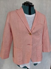 Talbots Linen Blend Blazer Heathered Peach Size 8 Patch Pockets