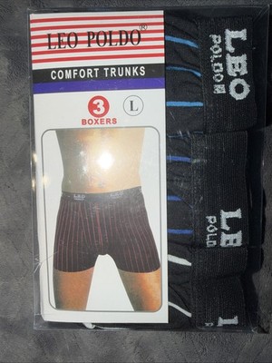 3-Pack LEO Poldo Men s Comfort Trunks Boxer Briefs   New & Soft Multicolored
