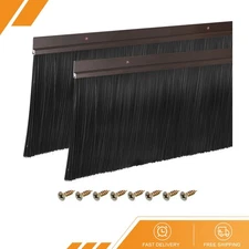 2Pcs Door Brush Bottom Sweep Aluminum Alloy Base with 5.9" Brush 39"x6.9" Brown