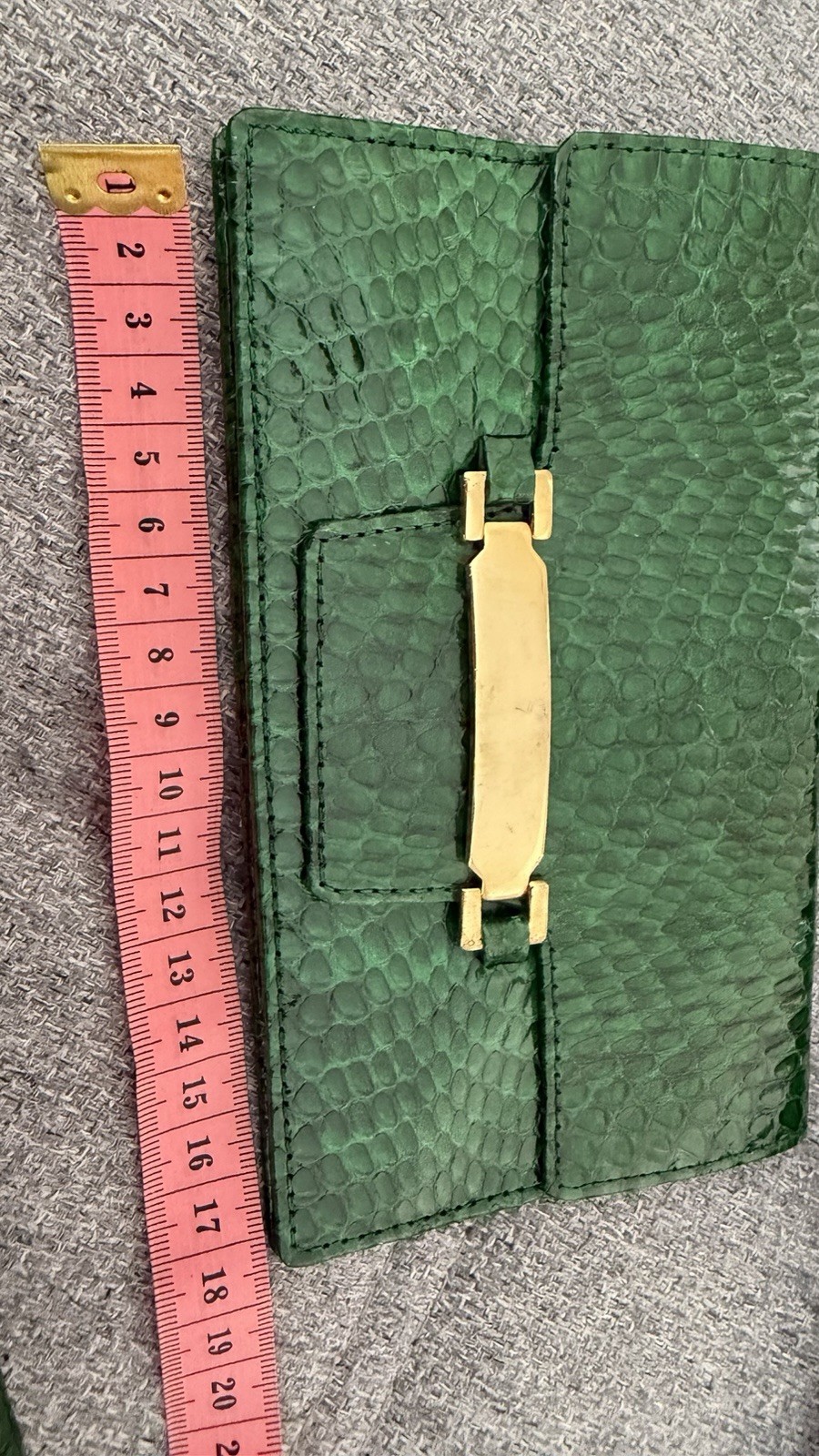 Vintage Emerald Green Python Leather Shoulder Bag… - image 23