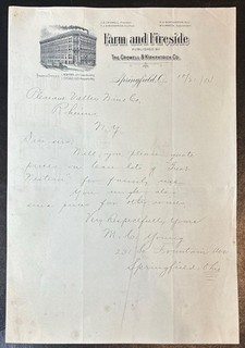 SPRINGFIELD OH FARM & FIRESIDE Publication Illus. Letterhead 1904