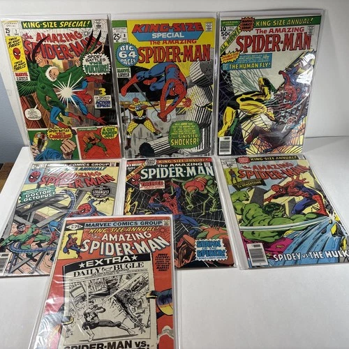 Marvel Comics Spider-Man 1970 Comic Book Lot Of 7 King Size Annual Vintage 70s