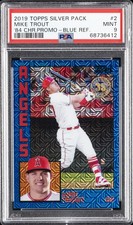 2019 TOPPS SILVER PACK 1984 CHROME PROMO BLUE REFRACTOR MIKE TROUT 102/150 PSA 9